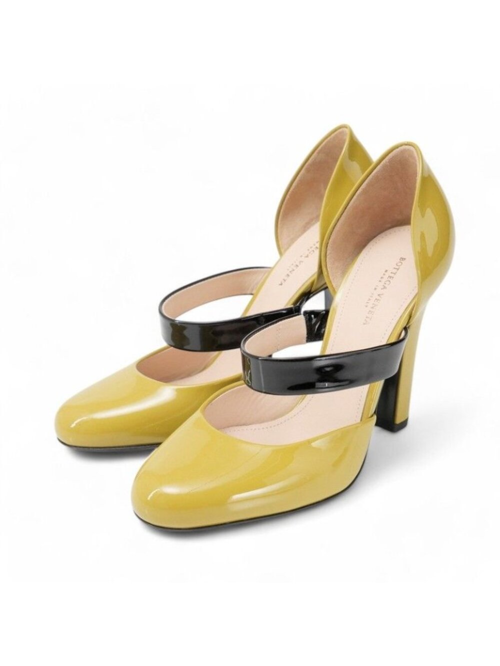 Bottega Veneta Pumps Shoes Patent Leather Light Green Black 36
